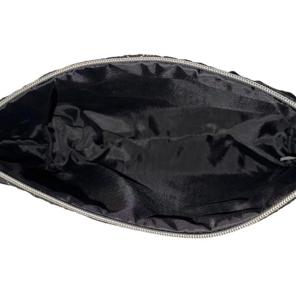 NWOT “Lucky” Large Black Quilted Cosmetics Bag With Gold Holographic Accents - Picture 5 of 7